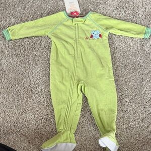 Carter's Lime Green Footie with Owl Patch